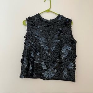 Vintage 1960s Black Chevron Sequin Top